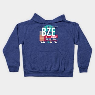 Belize City (BZE) Airport Code Baggage Tag E Kids Hoodie